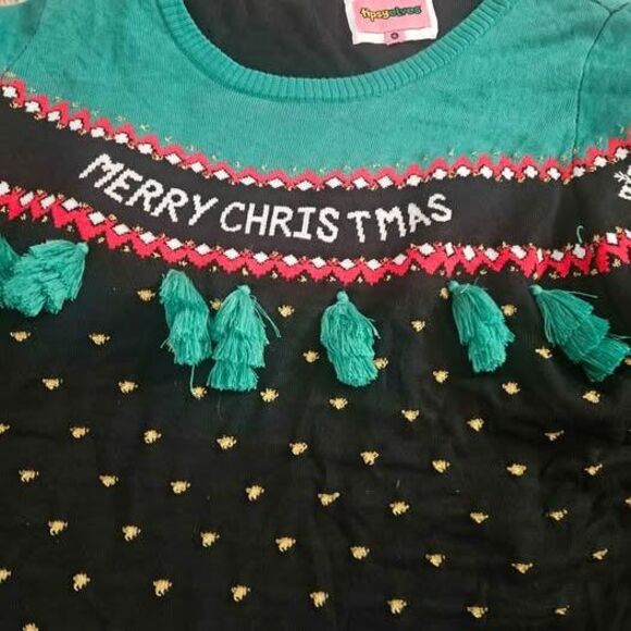 XLg Womens Ugly Christmas Sweater Tipsy Elves Christmas Tree Tassel - Picture 2 of 5